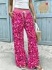 Ladies' wide leg pants, drawstring waist bag style casual versatile wide leg pants, suitable for daily wear