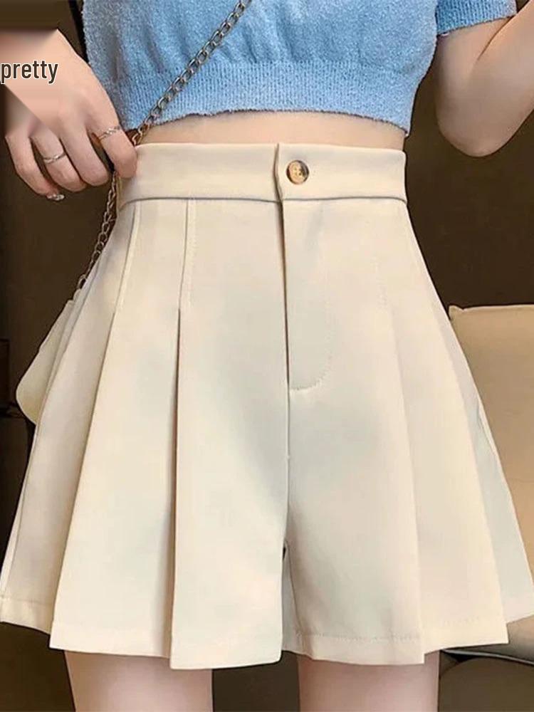 2024 Summer Women's High-Waisted A-Line Pleated Culottes