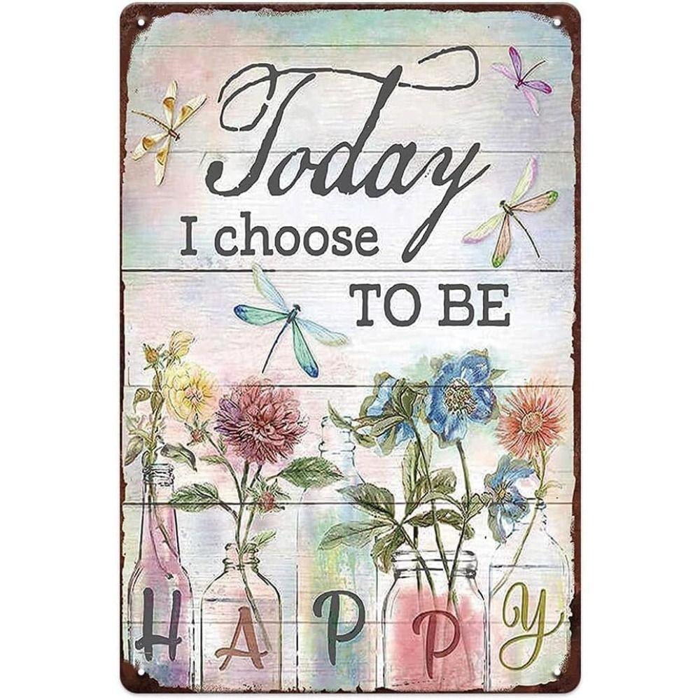 Artistic Dragonflies & Flowers Metal Tin Signs - Unique Wall Decor