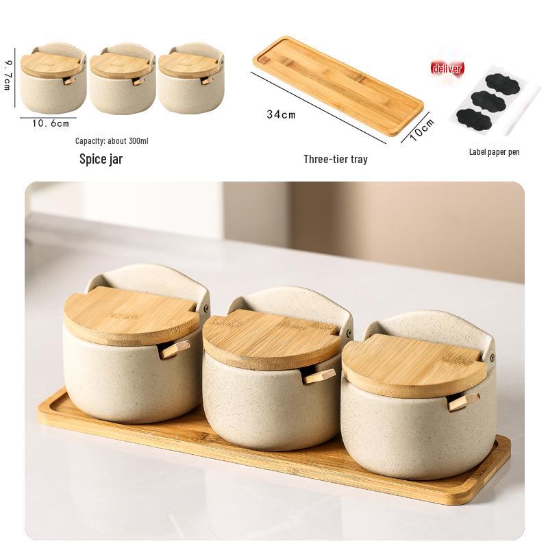 Japanese Retro Ceramic Spice Jar Set for Kitchen and Restaurant Storage