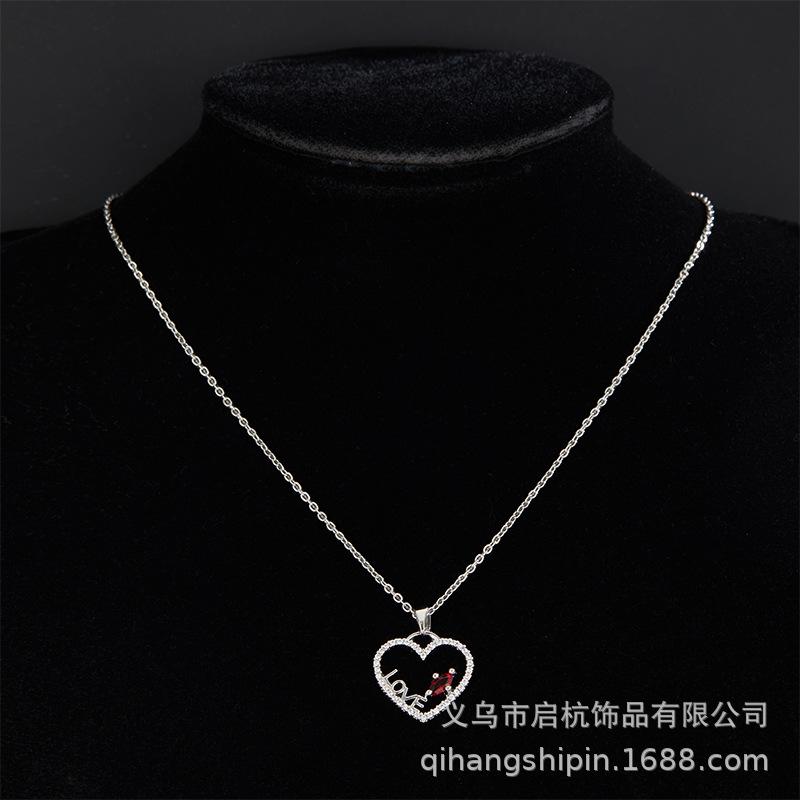 Love Necklace Women'S Simple, Fresh And Natural Versatile Love Zircon Delicate Necklace Jewelry