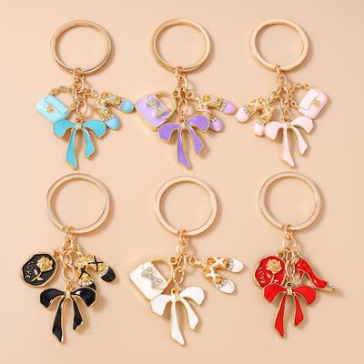 Fashion Bowknot Keychain Simulation Handbag Shoes Key Ring Pendants for Women Girls DIY Handmade Jewelry Gifts