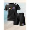 2026 Summer New Men's Fashion Outdoor Sports Set Printed Short Sleeve T-shirt+Shorts Loose Home Leisure Two Piece Set