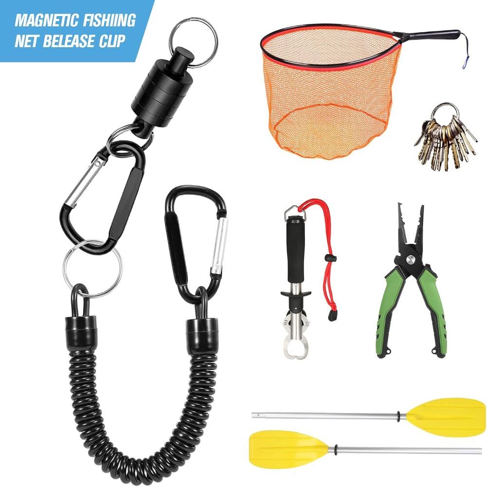3PCS with Coiled Lanyard Fly Fishing Net Release Clip Landing Net Connector Fly Fishing