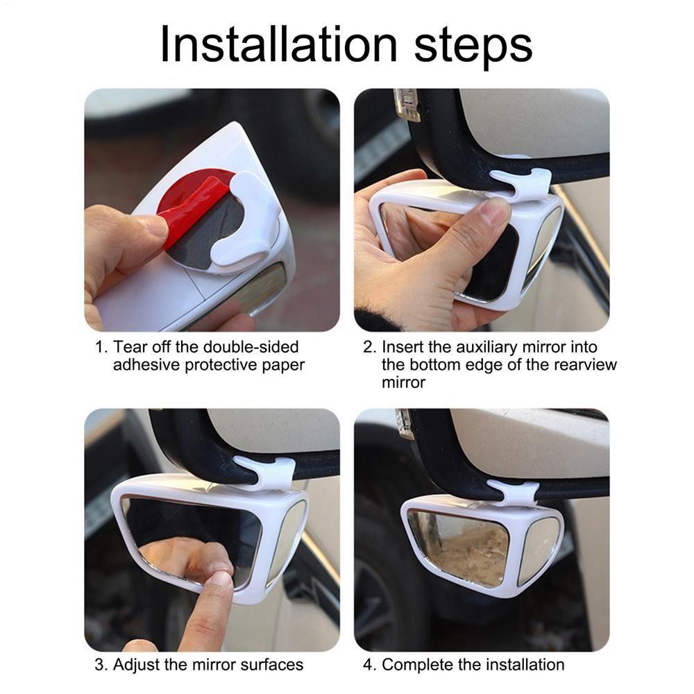 2 Side Car Rear View Auxiliary Mirror 360 Degree Rotatable Wide Angle Reversing Mirror Driving