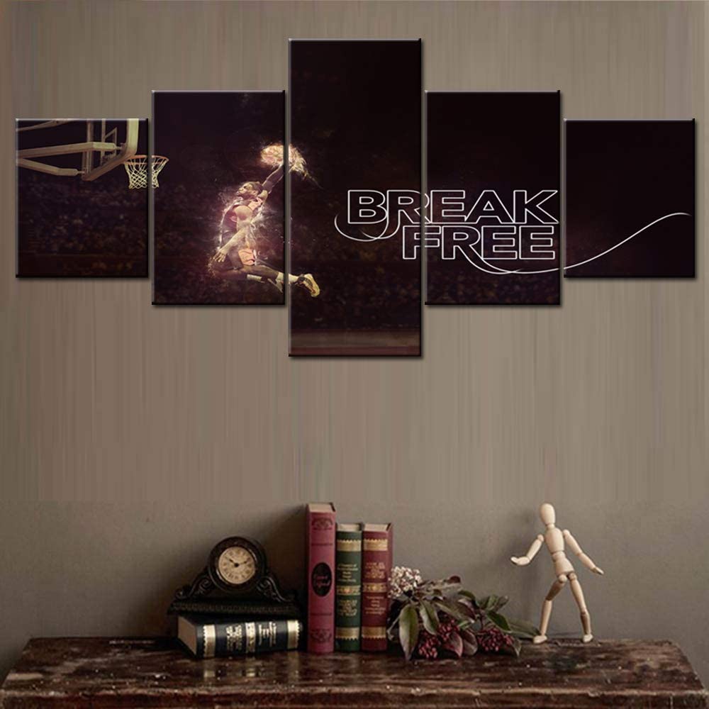 

5 шт. баскетбольная звезда игрок спорт спортзал картины холст картины стены без рамки 5 панелей искусство HD печать абстрактный 5 шт. плакат
