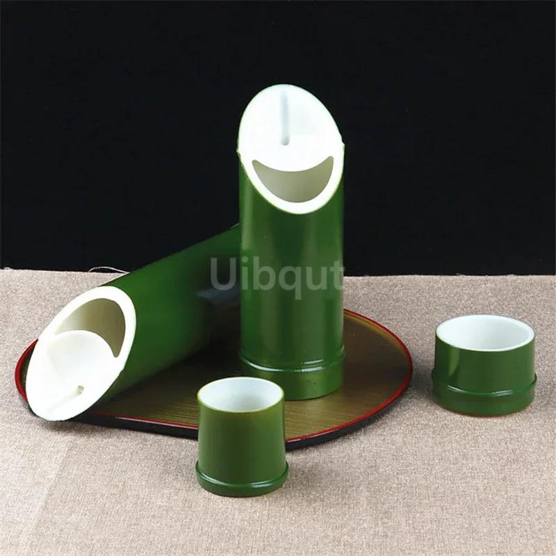 Imitation Bamboo Clear Wine Pot Bamboo Barrel Dry Ice Barrel Cuisine sushi boat bento Tattoo decorations Bamboo tube wine set