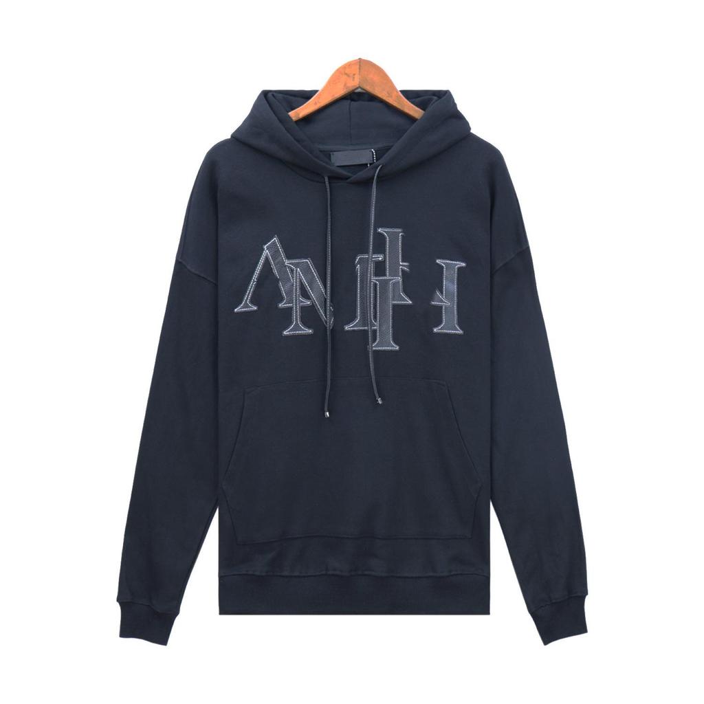 2024 Heavyweight American Style Men's Hoodie with Embroidered Letters - Autumn/Winter Casual Loose Long Sleeve.
