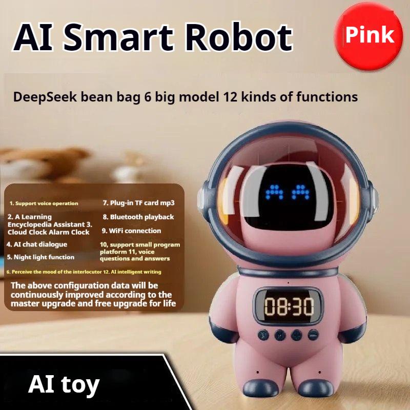 Ai Smart Ai Voice Chat Robot Bluetooth Speaker Digital Alarm Clock Sleep Aid Night Light Home Kids Companion Festival Gift