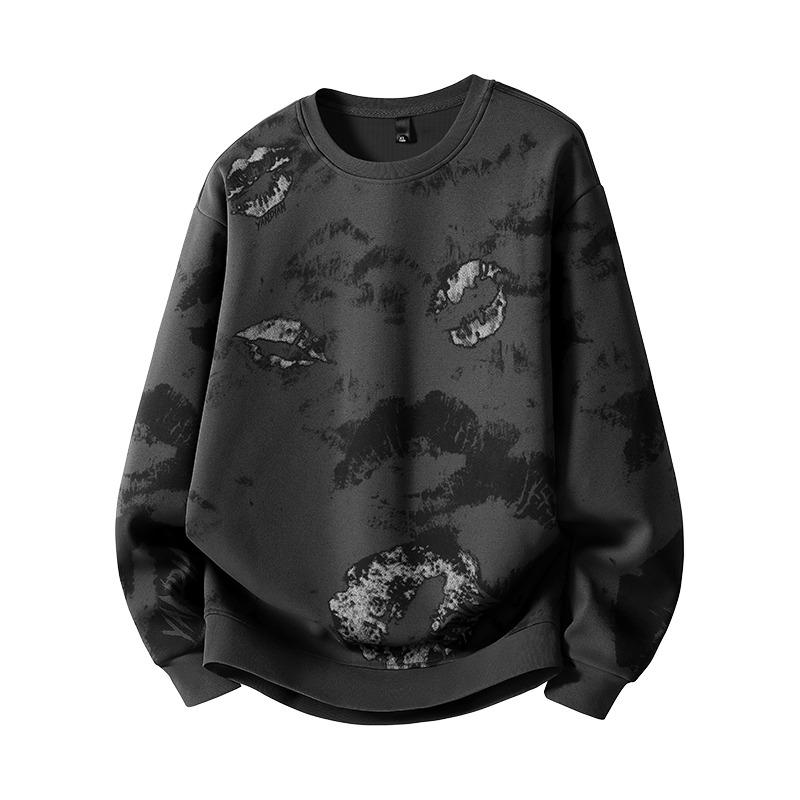 Men's Pullover Spring and Autumn Long-sleeved Fashion Printed Round Neck Sweatshirt Sports Casual Top