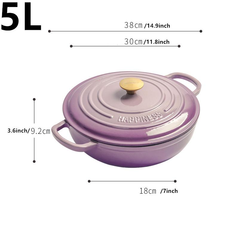 

30cm Enameled Cast Iron Dutch Oven with Loop Handle 5L Saucepan Heavy Soup Pot Casserole Dish Kitchen Utensil Enamel Braised Pot