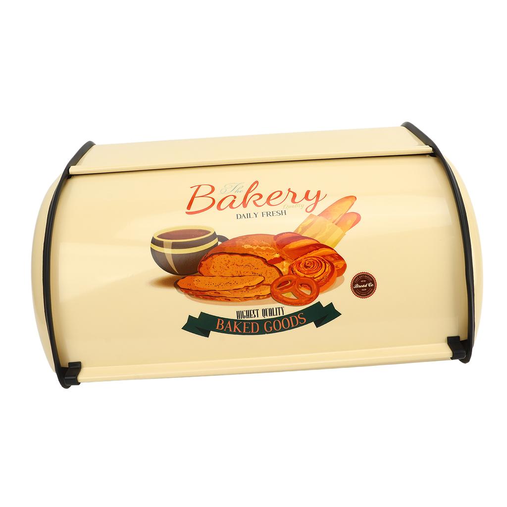 Metal Bread Box Champagne Color Small Drum Type Metal Bread Bin for Kitchen Countertop