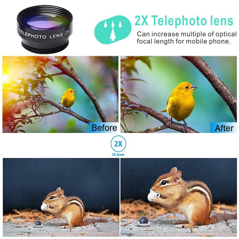 7in1 Phone Lens kit Universal Fisheye Wideangle Macro Portrait Mirror CPL Polarizer Kaleidoscope Mirror Mobile Phone Accessories