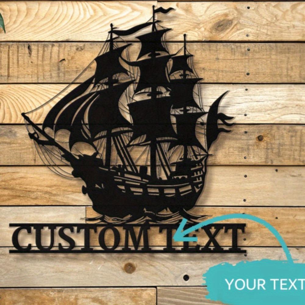 Custom Stylish Pirate Ship Wall Decor Metal Art Nautical Name Sign Home Gift