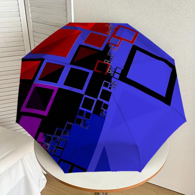 

1pc Abstract Geometric Pattern Umbrella with Plastic Handle,Suitable for All Seasons Home Travel Outdoor UmbrellaDD012