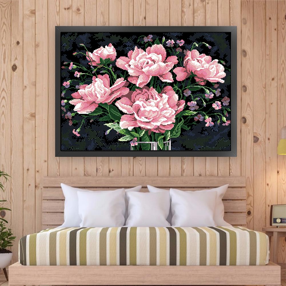 Kit Fai da Te Ricamo Completo Fiore Perline 9CT per Decorazione Soggiorno Camera da Letto
