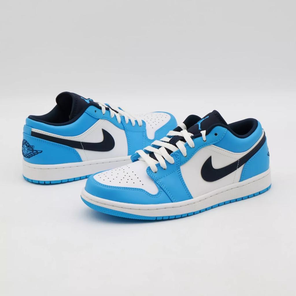 553558-144 Nike Air Jordan 1 Low University Blue UNC Dark Powder Navy (Men's)