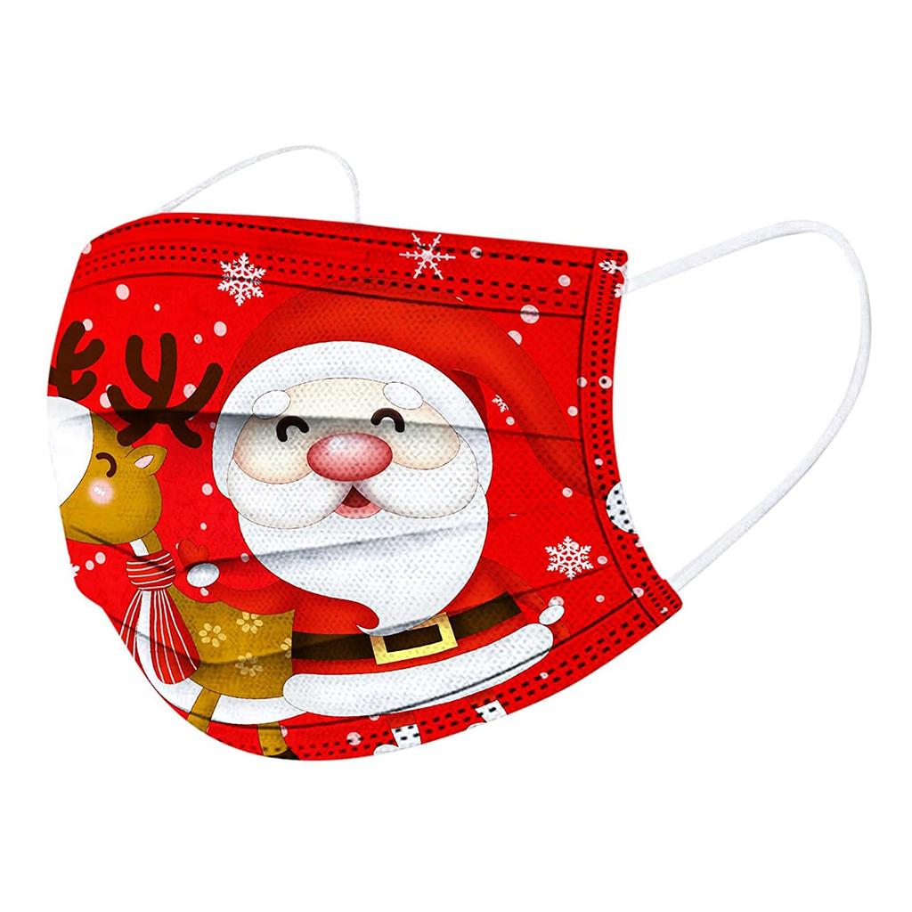 10pc Disposable Christmas Snowman Elk  Print Face Adult Facemask Breathable Anti-Dust Safety Mask