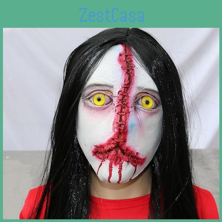 Ghost Long Hair Face Cosplay Mask For Halloween Haunted House Games Escape