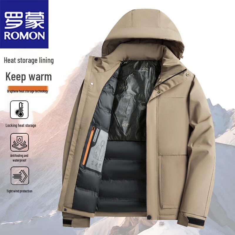 ROMON Men's Autumn/Winter Hooded Warm Padded Jacket