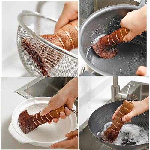 Kitchen brush, palm scrubber, healthy scrubbing brush, handle kitchen brush, dish brush, for woks and iron frying pans, Kamenoko scrubber, palm and co