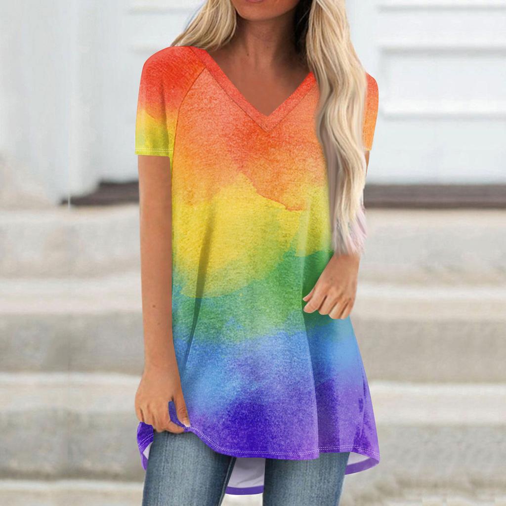 Damen Kurzarm Plissee Lose Tops Plus Size Casual Tops V-Ausschnitt Kurze Ärmel Casual Sommer T-Shirts Damen Tops T-Shirts Shirts