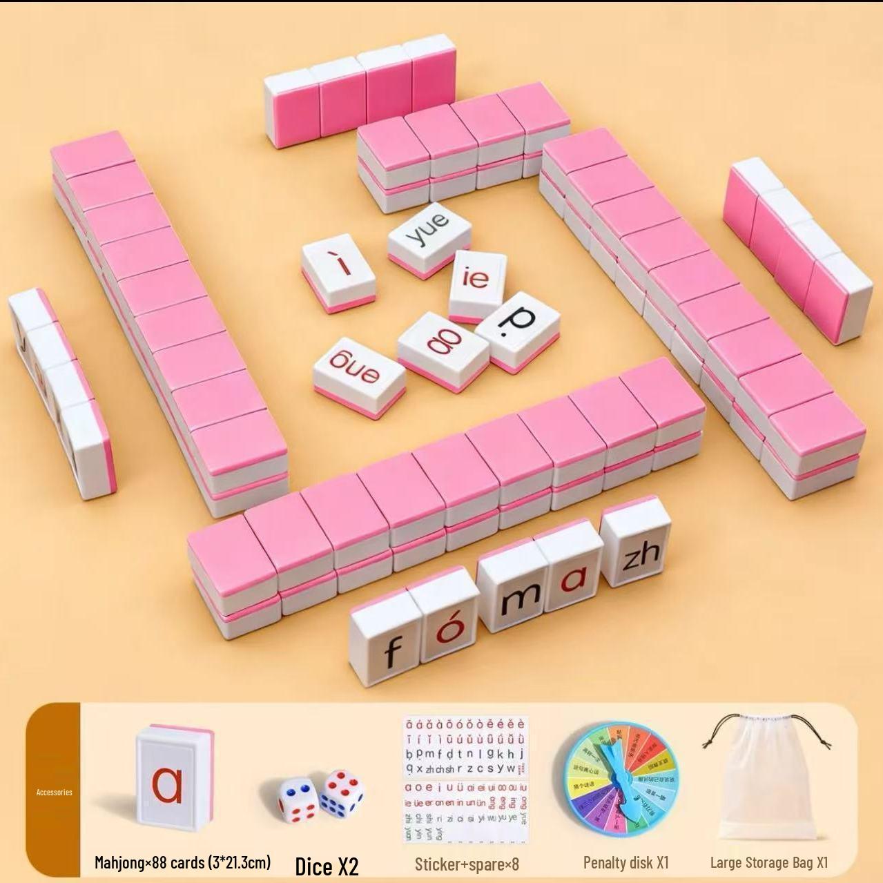 Pinyin Alphabet Toy Mahjong Tiles: Educational Board Game for Preschoolers
