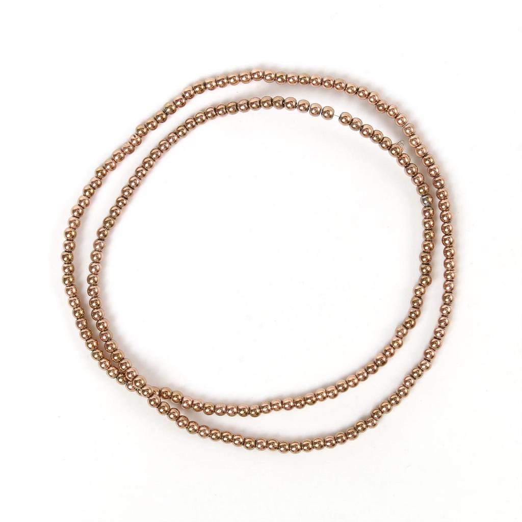 Handgefertigte Bastelfarbe, rosévergoldete Hämatitperlen, natürliche Rondelle-Perlen für Schmuckherstellung, DIY-Charms, Armband-Zubehör, 38,1 cm