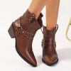 Neue Übergröße Western Chelsea Lederstiefel Damen Retro Gürtelschnalle Dicker Absatz Mode Vielseitige Modestiefel
