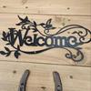 Cross-Border Ferrous Metal Welcome Sign - Creative Wrought Iron Wall Decor for Garden or Home