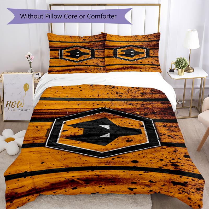 Set Copripiumino con Stampa dello Stemma del Wolverhampton Wanderers Football Club – include 1 copripiumino e 2 federe coordinate Arredamento camera da letto Regali di Natale