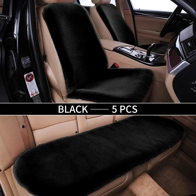 Fuzzy Car Seat Covers Set Fur Front Rear Car Seat Cushion Faux Fur Universal Wool Car Seat Cover Winter Warm Plush Soft Sheepski