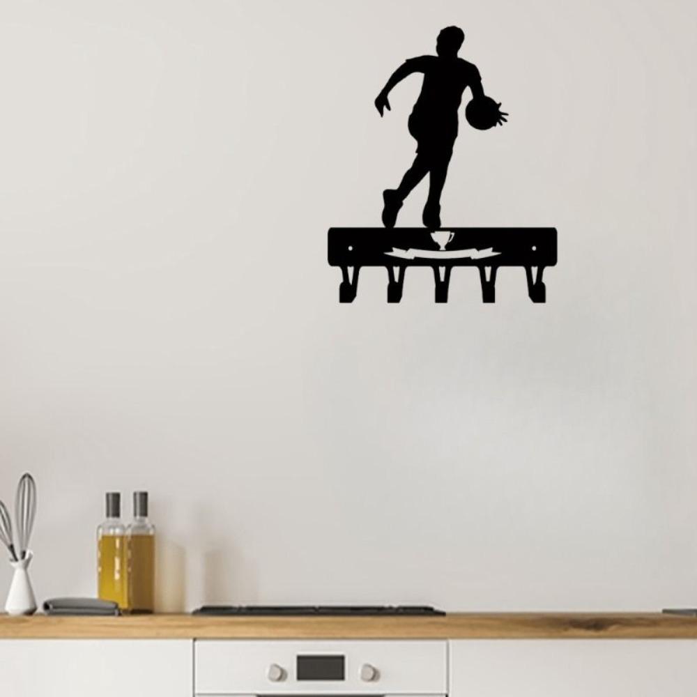 Wall Mounted Key Holder Forged Black Metal Sandblasted Home Decor