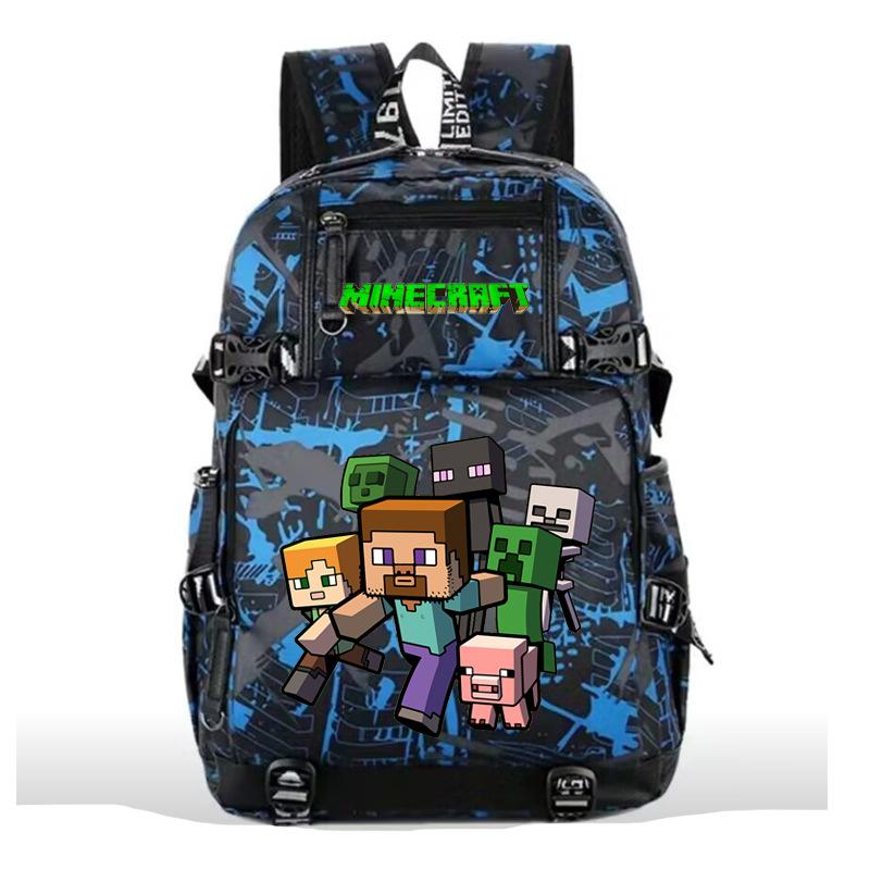 

Рюкзак Minecraft USB-зарядка большая емкость для путешествий на открытом воздухе мультяшный дышащий прочный
