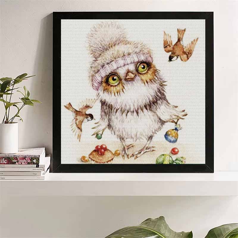 

New Arrival 5D DIY Full Circle Diamond Painting Cute Owl Embroidery Cross Stitch Home Decor Gift 20x20cm