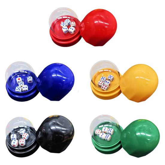 1 Set Dice Cup with Clear Cover Base 5 Dot Dice Manual Shaker Cup Adults Family Night Bar Party Gambling Drinking Board Game Casino Equipment