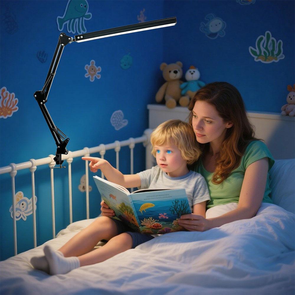 LED Desk Lamp With Clamp 10W Adjustable Swing Arm 3 Lighting Modes 10 Brightness Levels Eye-Caring For Office/Study/Reading