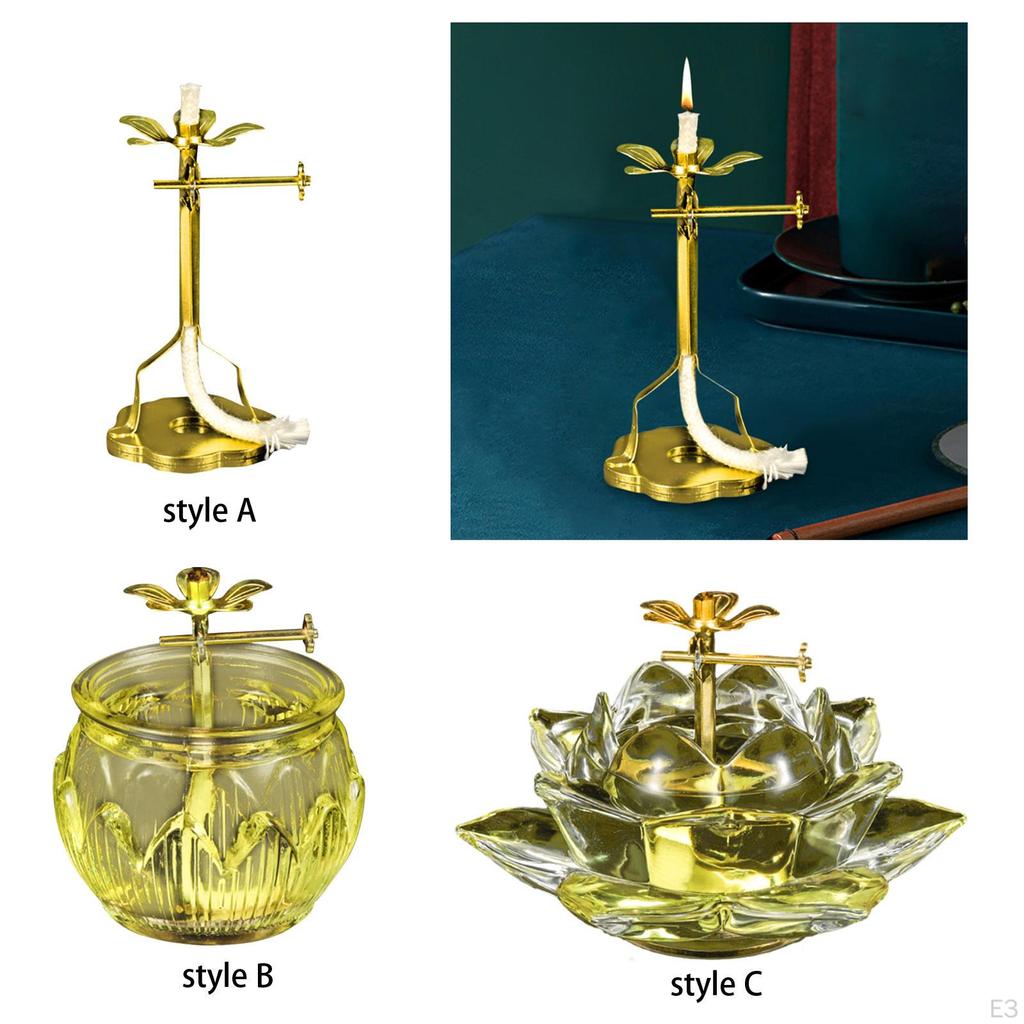 Lampada ad Olio Ghee Buddista Decorativa Fatta a Mano per Altare con Stoppino Diwali per Soggiorno