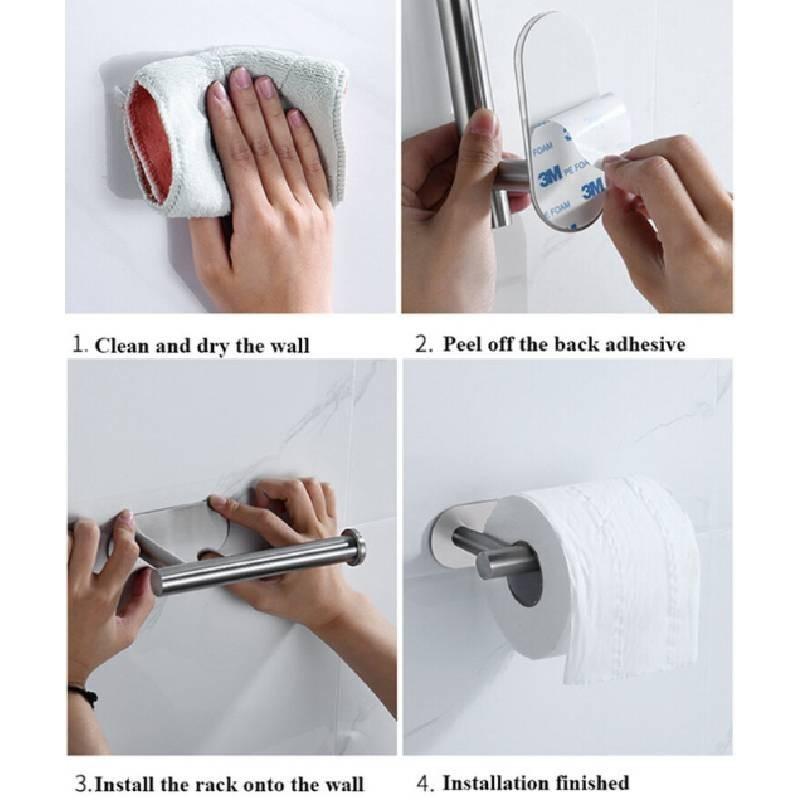 Sleek Brushed Stainless Steel Paper Towel Holder Oval Base No-drill Design For Modern Bathrooms