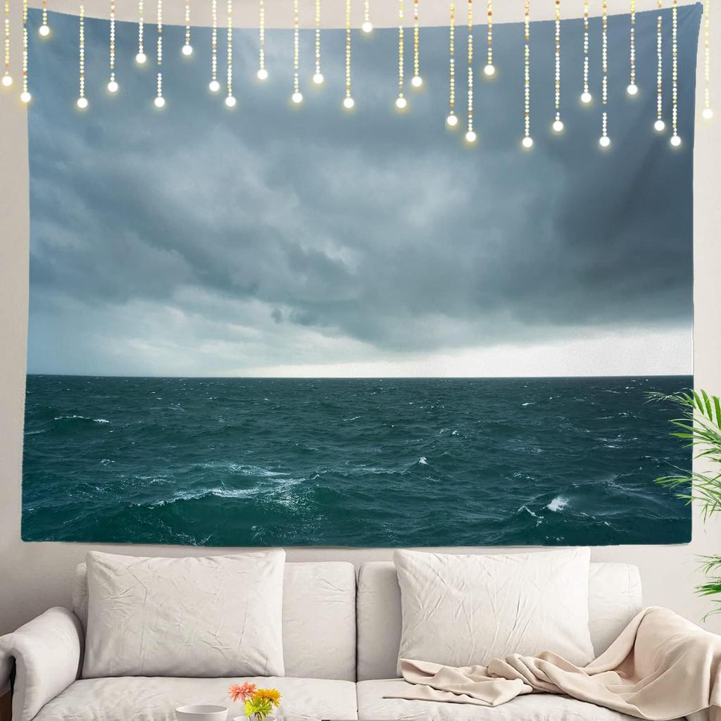 Shrahala Ocean Wave Tapestry Nature Wall Hanging Large Psychedelic Tapestry for Bedroom Living Room Dorm Black and White