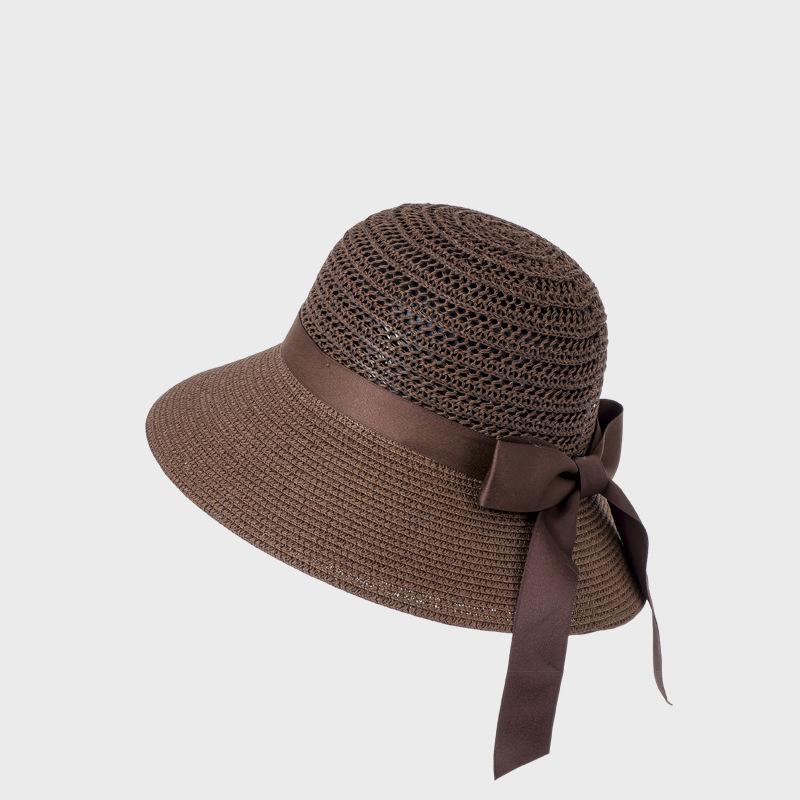 Summer Straw Sun Hat Women's Bow Outdoor Seaside Vacation Sunscreen Hat