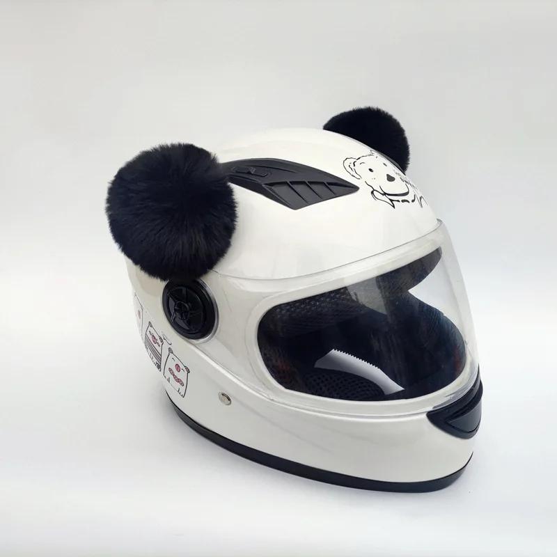 

Мотоциклетный шлем с кошачьими ушками, милые плюшевые наклейки, шлем для мотокросса, полнолицевой шлем для бездорожья, декор для косплея