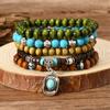 Lightweight Wooden Bead And Turquoise Handmade Bracelet For Casual Wear Bohemian Accessory for Women Girls