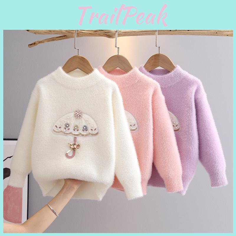 Autumn Baby Winter 311 Yrs Girls Knit Long Sleeve Umbrella Pattern Children Girl Tops Sweater Floral Kids Pullover Gy08131