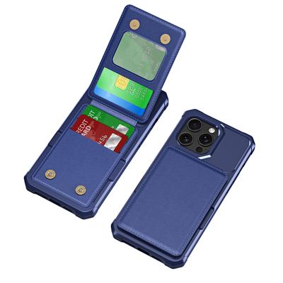 ZM11 Für iPhone 13 Pro Max Hülle Vertikale Kartenfächer PU-Lederbeschichtetes TPU Ständer Handyhülle
