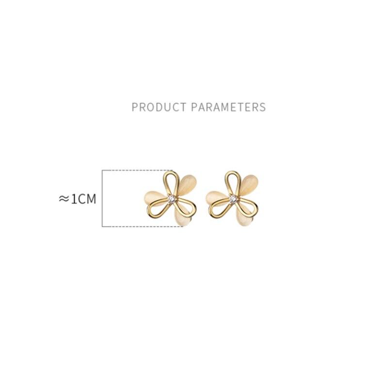 925 Sterling Silver Cute Romantic Clover Synthetic Opal Korean Stud Earrings for Women Sweet Wedding Party Jjewelry Gift