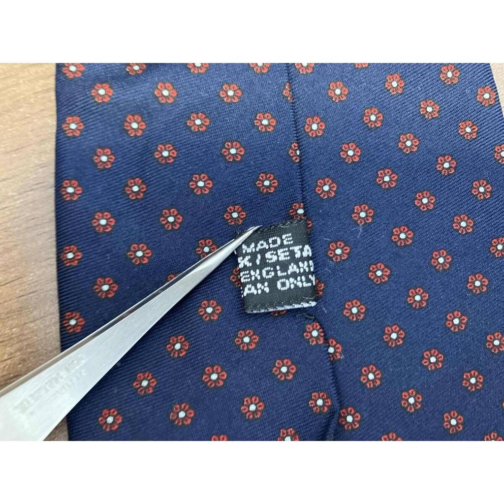 Used Holliday&Brown Necktie Made in England Silk Navy Fine Pattern
