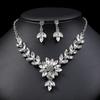 1 Set Dangle Earrings Vintage Faux Crystal Exquisite Workmanship Contrast Color Geometric Decoration Gorgeous Rhinestone Evening Party Necklace Set