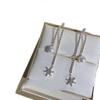 Needle Octagonal Star Inlaid Zircon Student Earrings Temperament Tassel Pearl Lo