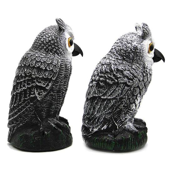 Plastic Owl Ornament Realistic Design Birds Scarecrow Owl Figure with Bright Yellow Eyes Birds Repellent Decorative Ornament